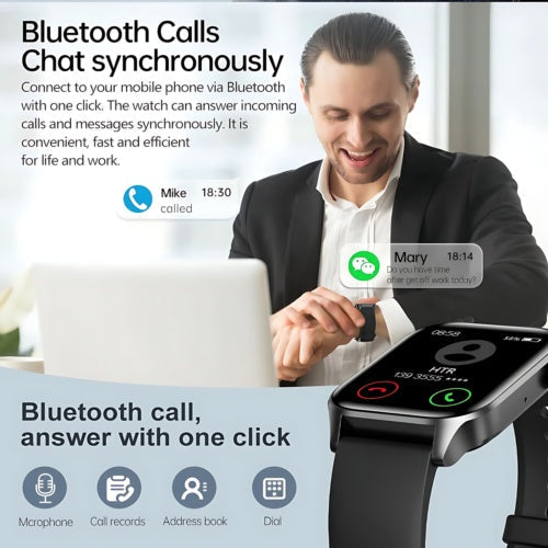 Smart Watch Fitness Tracker Heart Rate For Android Waterproof
