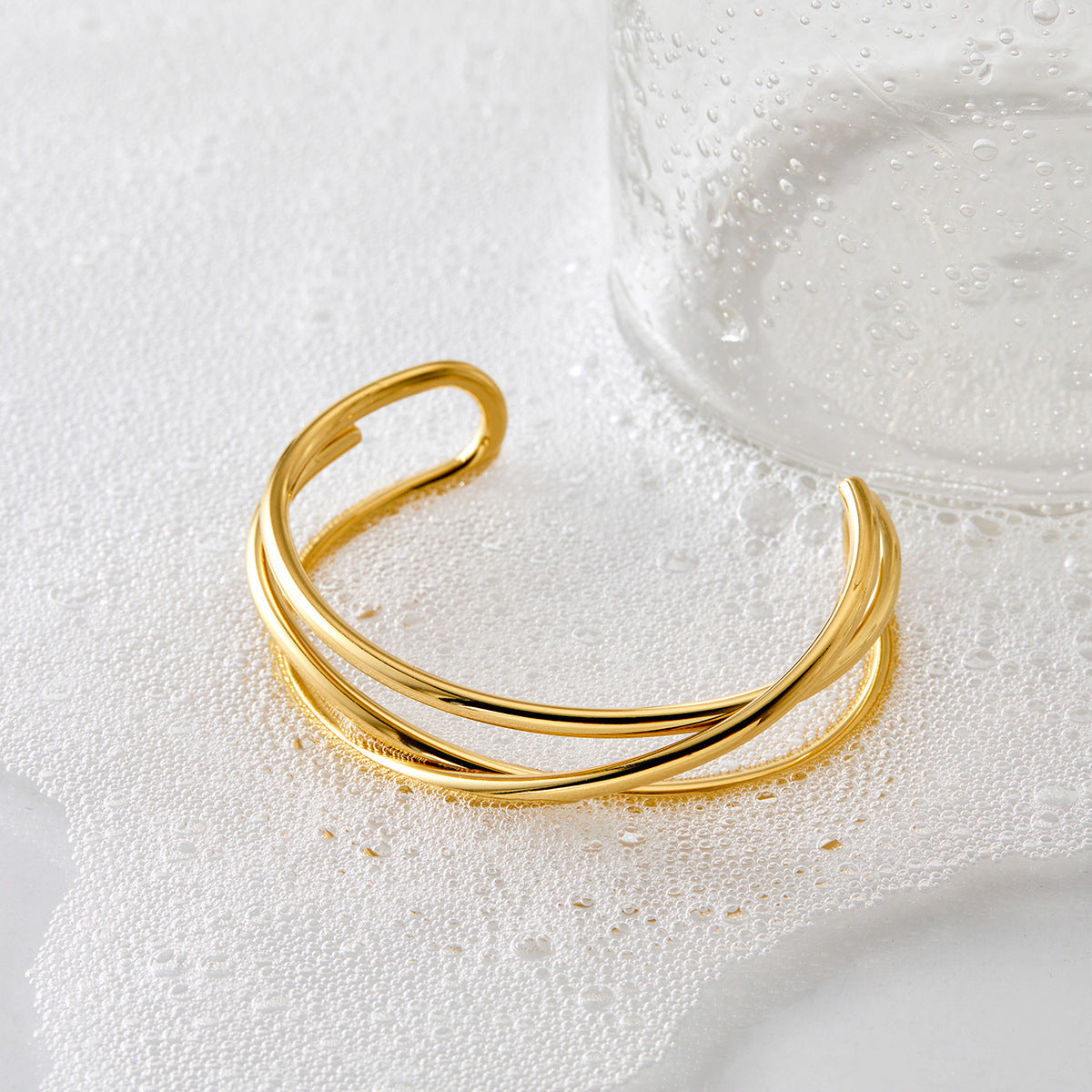 Metal Line Open-ended Bracelet Stainless Steel Irregular