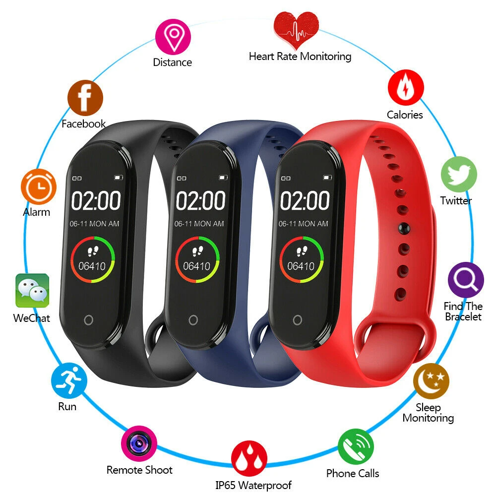M4 Smart Watch Band Blood Pressure Bracelet Wristband Fitness Tracker