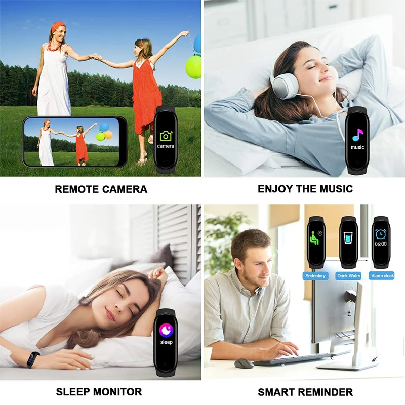 M4 Smart Watch Band Blood Pressure Bracelet Wristband Fitness Tracker