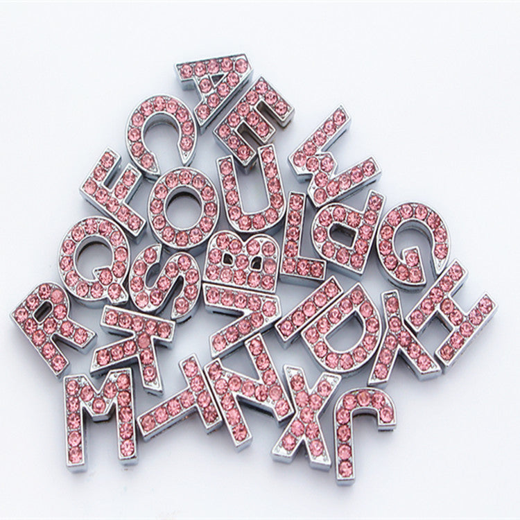 10MM Diamond English Letters Diy Pet Collar Accessories Zinc Alloy Wear Jewelry