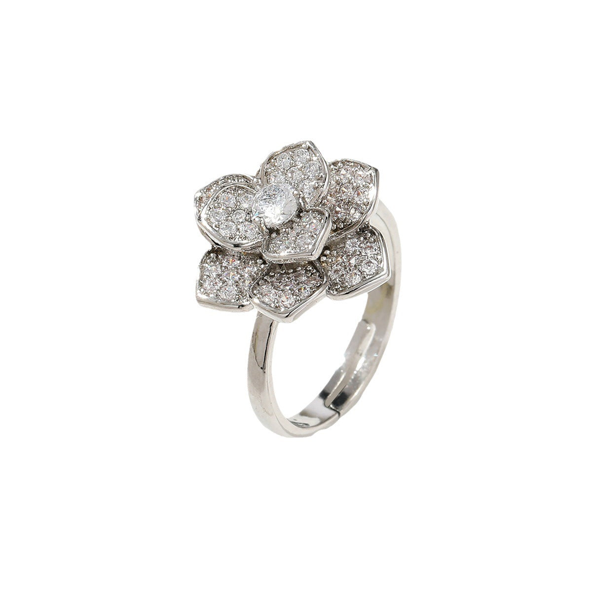 Light Luxury Three-dimensional Flower Rotatable Ring