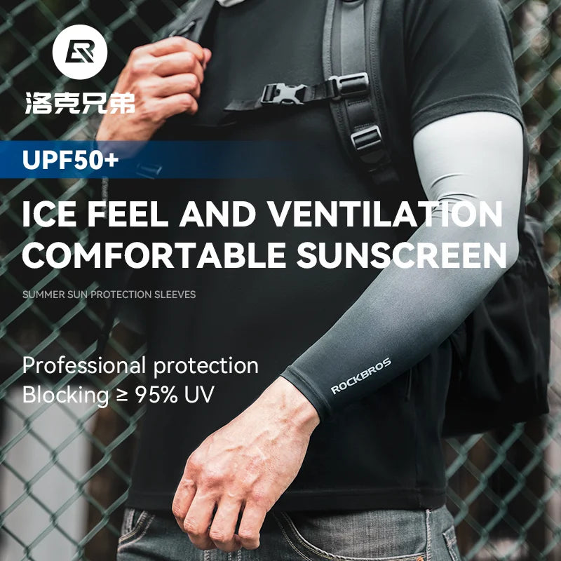 ROCKBROS Arm Sleeves Ice Silk Sports Cycling Arm Sleeves Cover Sun UV