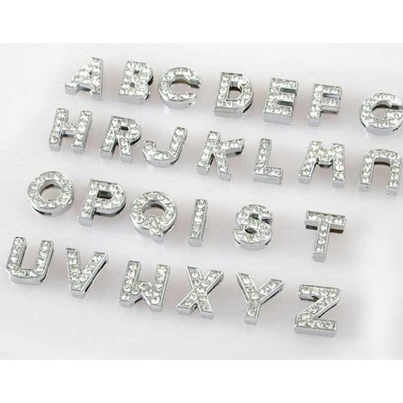 10MM Diamond English Letters Diy Pet Collar Accessories Zinc Alloy Wear Jewelry
